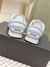 CHANEL 25S SNEAKERS IN LIGHT BLUE CALFSKIN AND SUEDE