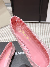 CHANEL 26S BALLET FLATS IN LIGHT PINK MESH AND FABRIC