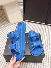 CHANEL 26S SANDALS IN BLUE CALFSKIN