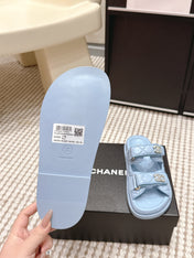 CHANEL 26S SANDALS IN LIGHT BLUE CALFSKIN