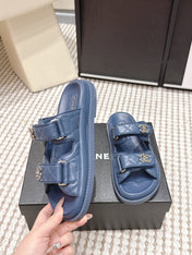 CHANEL 26S SANDALS IN SLATE BLUE CALFSKIN