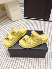CHANEL 26S SANDALS IN YELLOW CALFSKIN