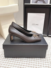 CHANEL 26S HIGH HEELS 75 MM IN DARK BROWN CALFSKIN WITH GOLD-TONE CC LOGO