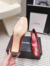 CHANEL 26S HIGH HEELS 75 MM IN RED CALFSKIN WITH GOLD-TONE CC LOGO