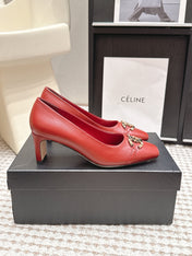 CHANEL 26S HIGH HEELS 75 MM IN RED CALFSKIN WITH GOLD-TONE CC LOGO