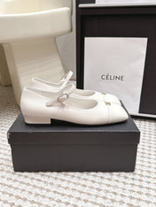 CHANEL 26S SQUARE TOE MARY JANE FLATS IN OFF WHITE CALFSKIN