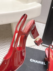 CHANEL 26S HIGH HEEL SLINGBACKS 80 MM IN RED PATENT