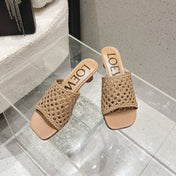 LOEWE 26S WOVEN HEEL SANDALS 50 MM IN DARK BEIGE LAMBSKIN