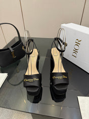 DIOR 26S HIGH HEEL SANDALS 120 MM IN BLACK SATIN