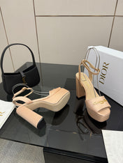 DIOR 26S HIGH HEEL SANDALS 120 MM IN NUDE BEIGE SATIN