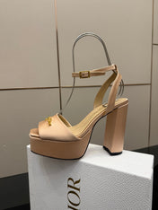 DIOR 26S HIGH HEEL SANDALS 120 MM IN NUDE BEIGE SATIN