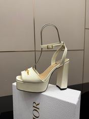 DIOR 26S HIGH HEEL SANDALS 120 MM IN WHITE SATIN
