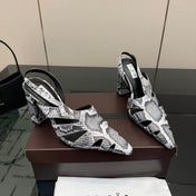 ALAIA 26S HEELED SLINGBACKS IN PYTHON-EMBOSSED LEATHER