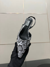 ALAIA 26S CUT-OUT SLINGBACK FLATS IN PYTHON-EMBOSSED LEATHER