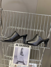 YSL 25S HIGH-HEEL SANDALS 75 MM IN BLACK LAMBSKIN