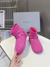 BALENCIAGA 25S ALASKA ANKLE BOOTS IN PINK SUEDE AND LAMBSKIN