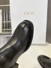 DIOR 25S BROWN HIGH BOOTS IN BLACK LAMBSKIN