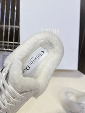DIOR 25S DIOR STAR SNEAKERS IN WHITE LAMBSKIN AND WOOL