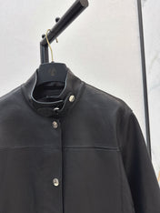 HERMES 25S STAND-COLLAR LEATHER JACKET 454