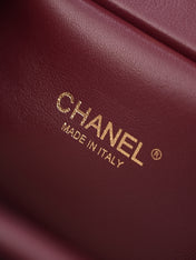 CHANEL 26S SHOPPING BAG MEDIUM 23 IN BURGUNDY RED LAMBSKIN GOLD HARDWARE