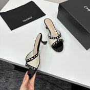 CC HIGH HEEL 25S 50 MM IN WHITE AND LIGHT BEIGE RAFFIA WITH CRYSTALS