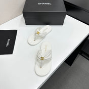 CHANEL 26S THONG SANDALS IN WHITE LAMBSKIN
