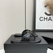 CHANEL 26S THONG SANDALS IN BLACK LAMBSKIN