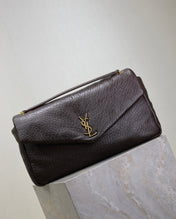 YSL 25S CALYPSO GM 38 IN DARK CHOCOLATE CALFSKIN GOLD HARDWARE