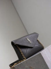 YSL 25S CALYPSO MINI 19 IN CHARCOAL GRAY LAMBSKIN GOLD HARDWARE