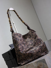 YSL 25S AMALIA 50 IN NAVY MULTICOLOR  SILK TWILL GOLD HARDWRE