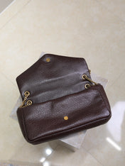 YSL 25S CALYPSO 30 IN DARK CHOCOLATE GRAINED CALFSKIN GOLD HARDWARE