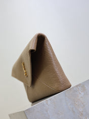 YSL 25S CASSANDRE LARGE ENVELOPE POUCH 29 IN DARK TAUPE CALFSKIN GOLD HARDWRE