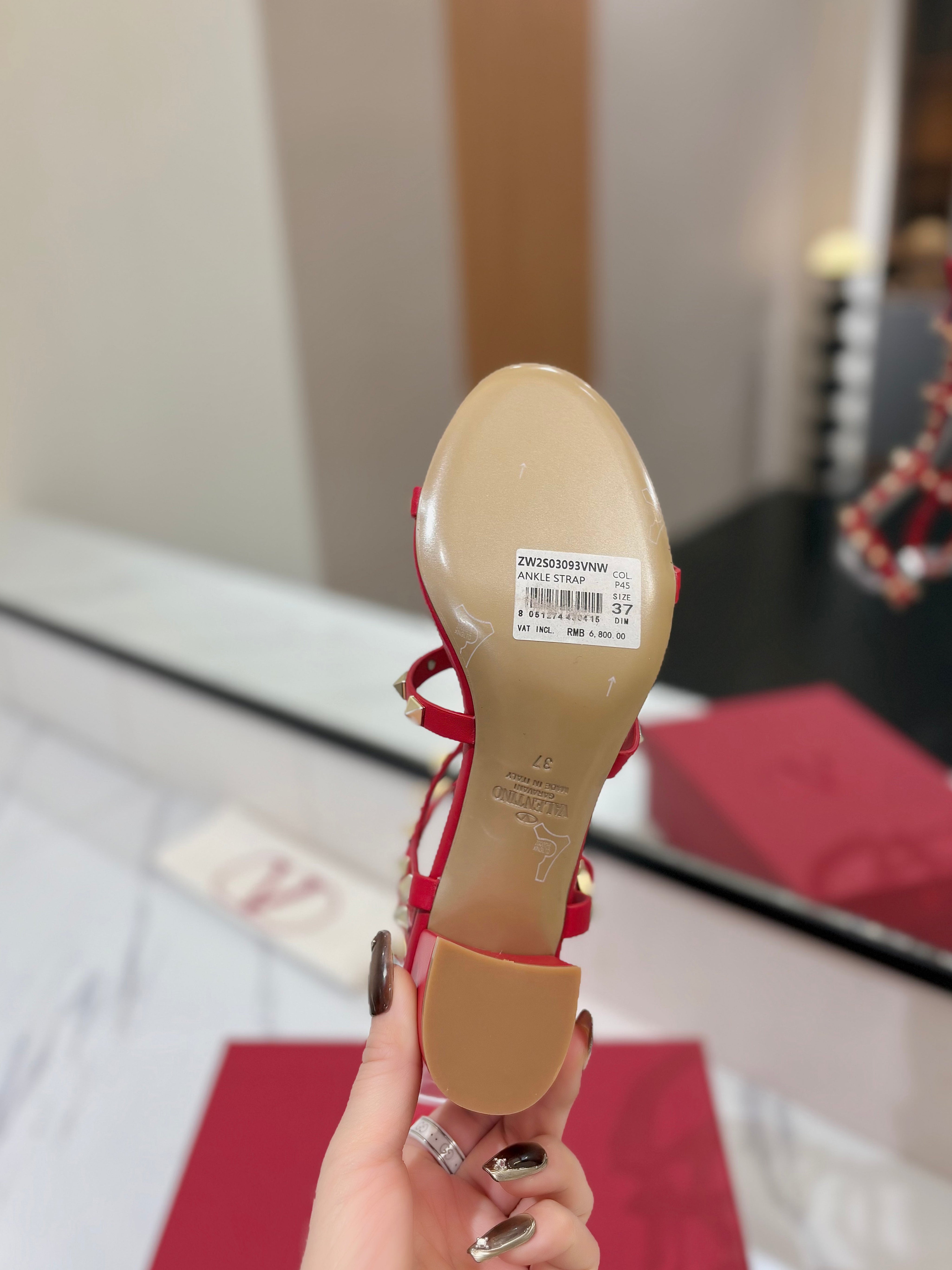 VALENTINO 26S STUDDED HIGH HEEL SANDALS 65 MM IN RED CALFSKIN