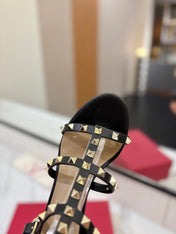 VALENTINO 26S STUDDED HIGH HEEL SANDALS 65 MM IN BLACK CALFSKIN