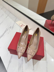 VALENTINO 26S HIGH HEELS 75 MM IN BEIGE SMOOTH CALFSKIN