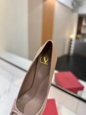 VALENTINO 26S HIGH HEELS 75 MM IN BEIGE SMOOTH CALFSKIN
