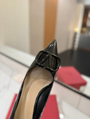 VALENTINO 26S HIGH HEELS 75 MM IN BLACK PATENT CALFSKIN