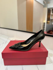 VALENTINO 26S HIGH HEELS 75 MM IN BLACK PATENT CALFSKIN
