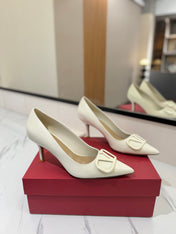 VALENTINO 26S HIGH HEELS 75 MM IN CREAM WHITE PATENT CALFSKIN