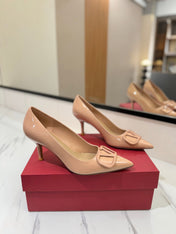 VALENTINO 26S HIGH HEELS 75 MM IN NUDE PATENT CALFSKIN