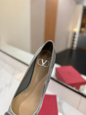 VALENTINO 26S HIGH HEELS 45 MM IN GREY PATENT CALFSKIN