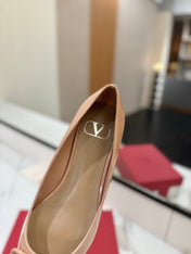 VALENTINO 26S BALLET FLATS IN NUDE PATENT CALFSKIN