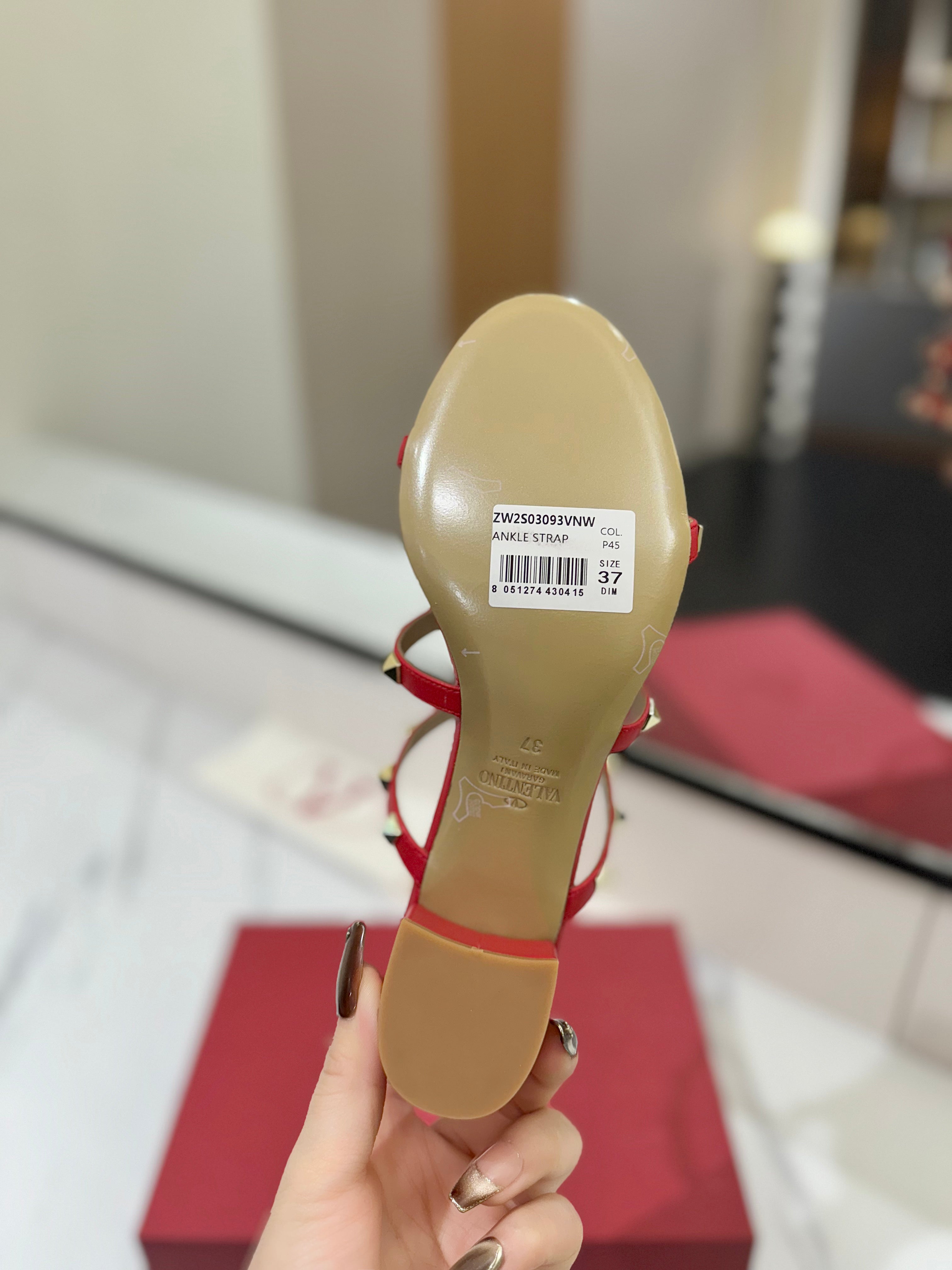 VALENTINO 26S HEELED SANDALS 60 MM IN RED CALFSKIN WITH GOLD STUDS