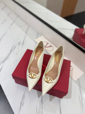 VALENTINO 26S POINTED-TOE PUMPS 65 MM IN WHITE PATENT CALFSKIN