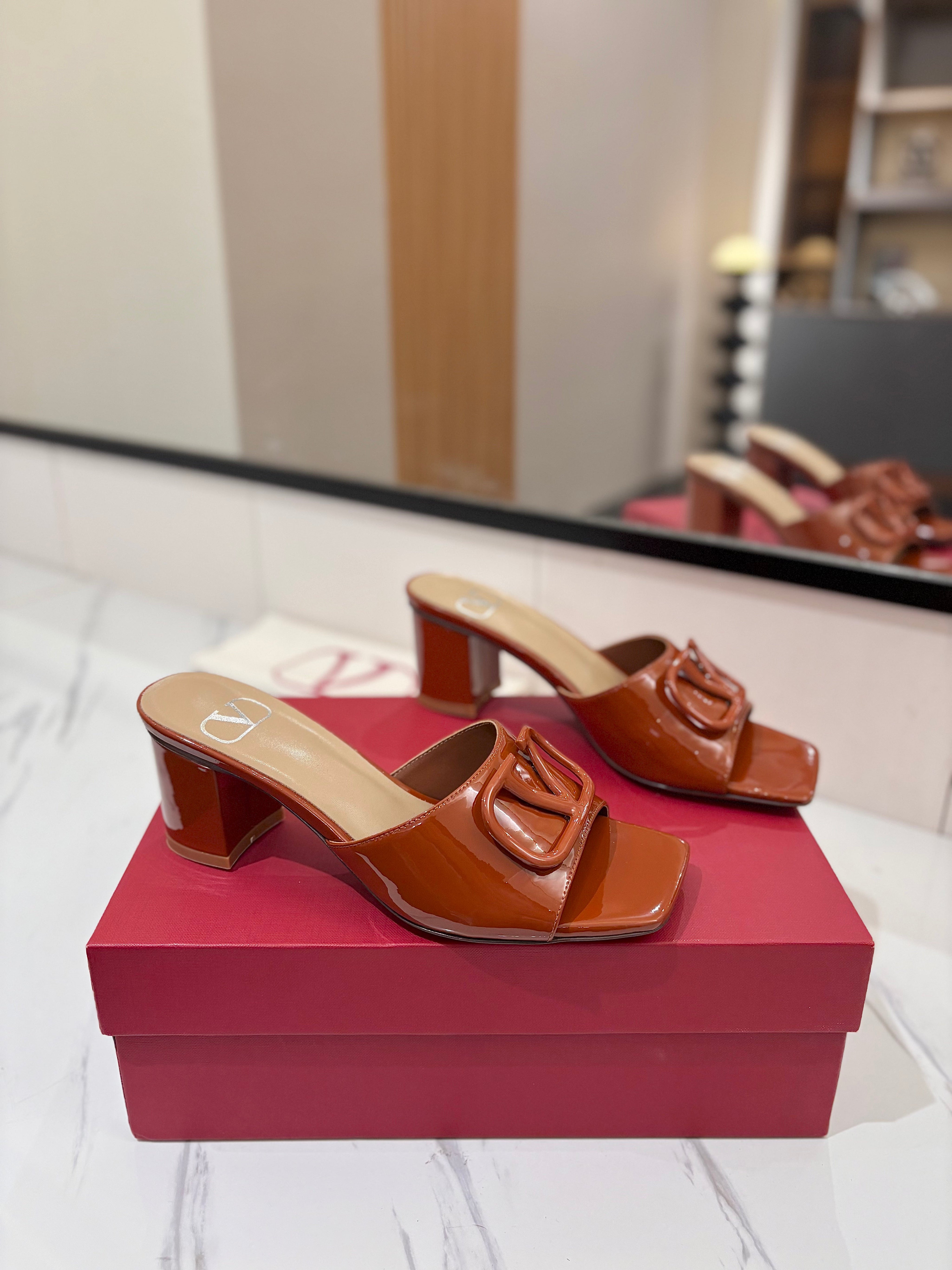 VALENTINO 26S HIGH-HEEL SANDALS 60 MM IN BROWN PATENT CALFSKIN