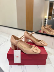 VALENTINO 26S MARY JANE HEELS 60 MM IN NUDE PATENT CALFSKIN