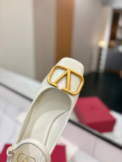 VALENTINO 26S MARY JANE HEELS 60 MM IN WHITE SMOOTH CALFSKIN WITH GOLD HARDWARE