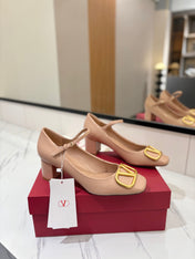 VALENTINO 26S MARY JANE HEELS 60 MM IN NUDE SMOOTH CALFSKIN WITH GOLD HARDWARE