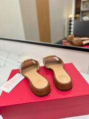 VALENTINO 26S SANDALS IN BROWN SMOOTH CALFSKIN WITH GOLD HARDWARE