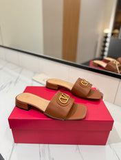 VALENTINO 26S SANDALS IN BROWN SMOOTH CALFSKIN WITH GOLD HARDWARE